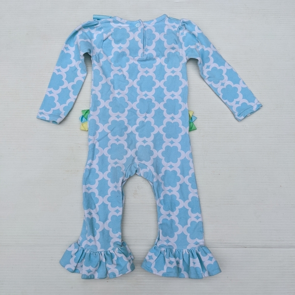 MUD PIE baby girls bird applique blue printed romper - Picture 6 of 6